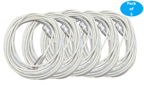 15 ft. CAT 6A 10-Gbps UTP (28 AWG) Ultra Slim Ethernet Cable, White (5-Pack)