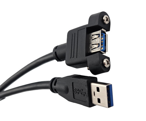 USB 3.0 Type-A Male to Female Panel Mount Extension Cable – Black