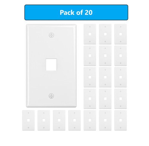 Keystone Wall Plate Single Gang (1/2/3/4/6-Port) for RJ45, HDMI & Coax Keystone Inserts (White) (20-Pack)