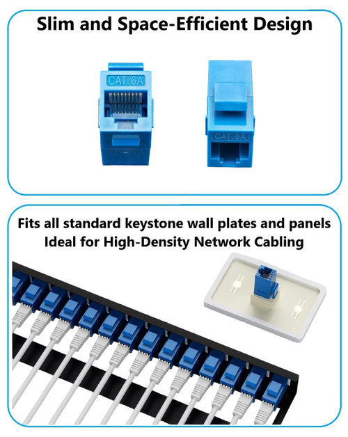 Cat6A RJ45 Keystone Inline Coupler – Female to Female 10-Pack