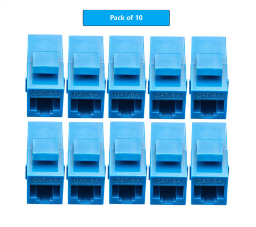 Cat6A RJ45 Keystone Inline Coupler – Female to Female 10-Pack