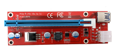 PCIe 6-Pin 16x to 1x Powered Riser Adapter Card (Red) - Micro