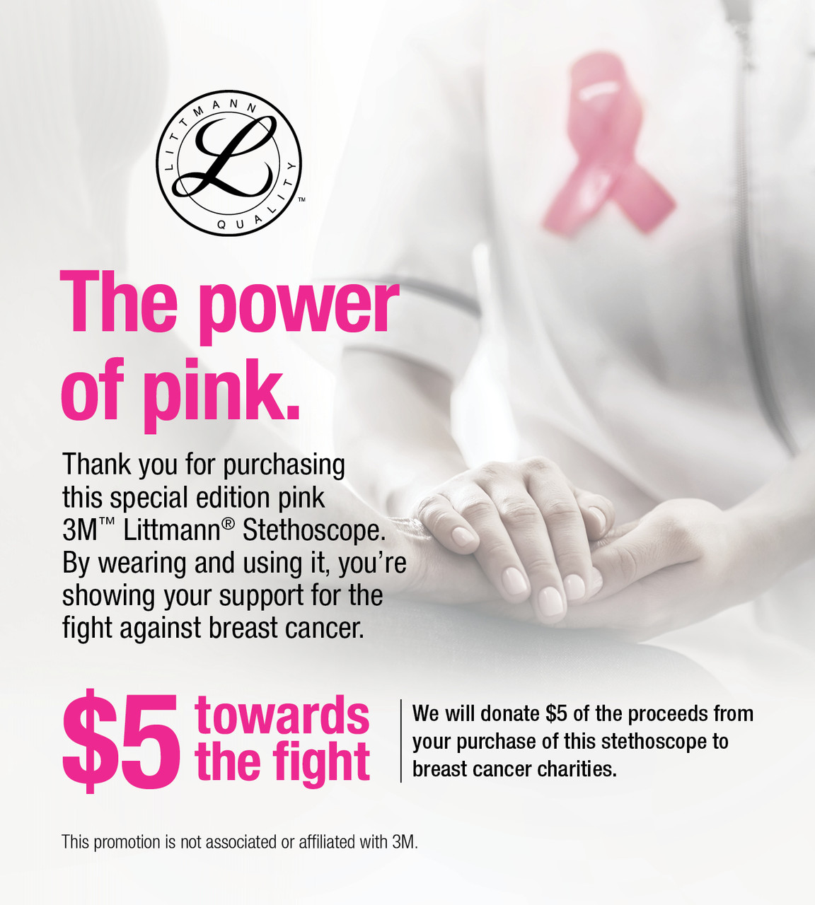 Littmann Classic III Stethoscope, Breast Cancer Edition Rose Pink, 5631