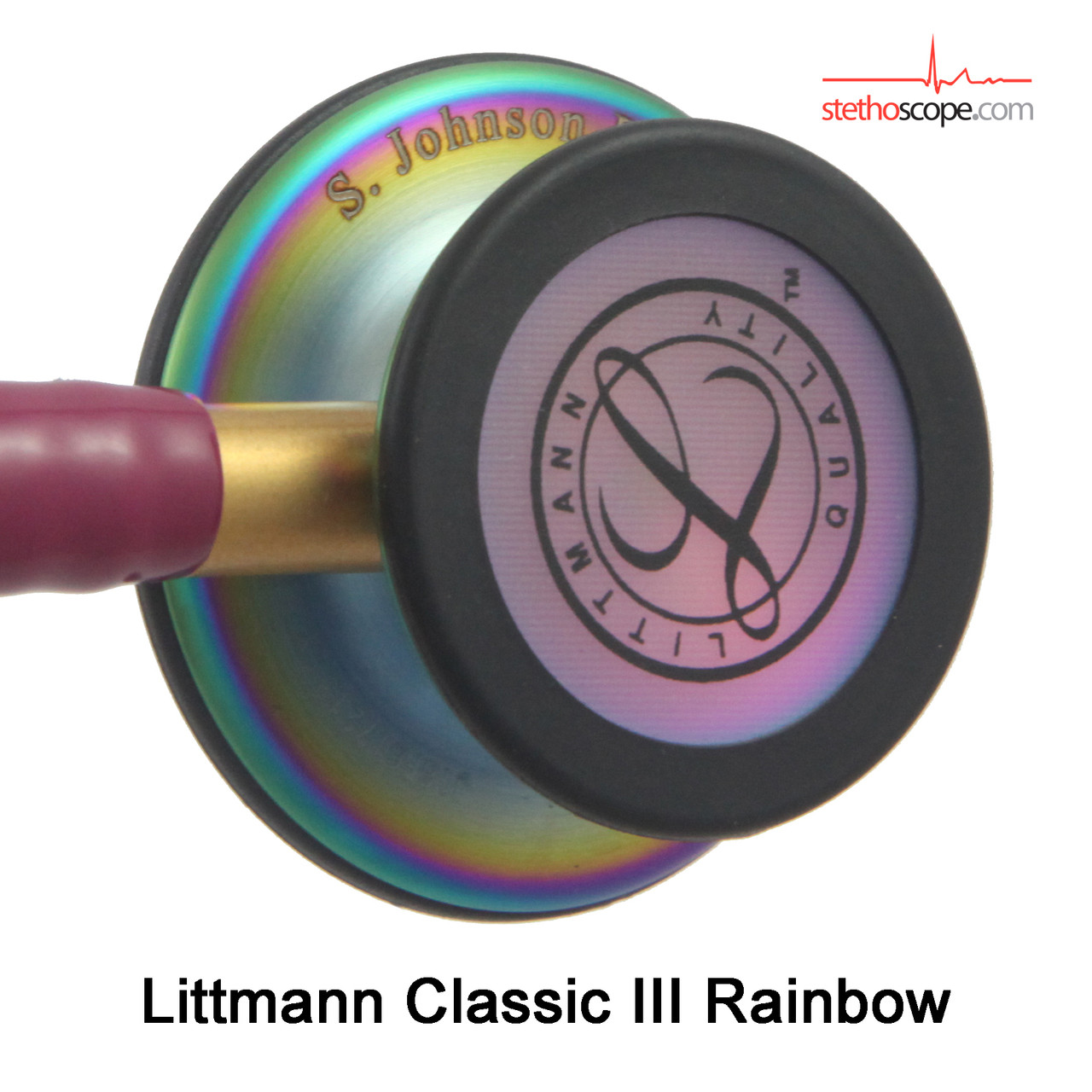 pink littmann stethoscope with rainbow finish