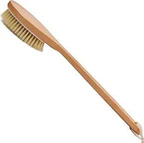 Long Handle Wood and Natural Bristle Bath Brush