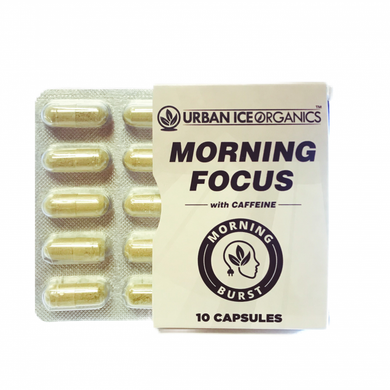 Urban Ice Organics | Kratom Capsules | Morning Focus w/ Caffeine | 10 Ct.