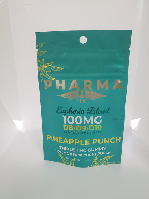 PharmaCBD |  Euphoria | 100mg Gummies  | D8:D9:D10 |Pineapple Punch |