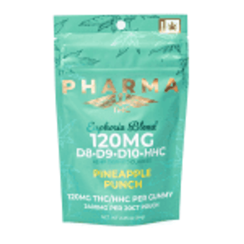 PharmaCBD Euphoria Blend Pineapple Punch D8, D9, D10 and HHC 120mg each Gummies mg