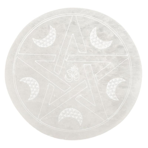 Crystal's, Stones & Gems | Selenite | Pentacle Om | 5 Inches