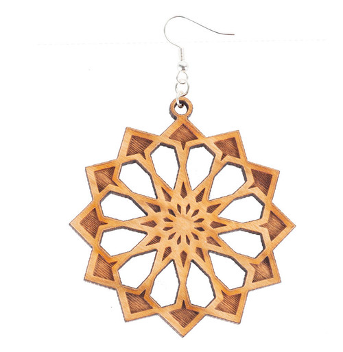 Jewelry Earrings Wood Spirit Geometric Flower