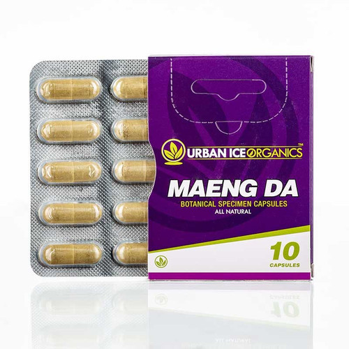 Urban Ice Organics | Kratom Capsules | Maeng Da | 10 Ct., Urban Ice Organics Maeng Da Blister Pack    (.50 grams per capsule)  Ingredients  100% Pure Mitragyna Speciosa Leaf  This product has not been evaluated by the FDA and is not intended to treat, prevent, cure or diagnose any disease.    You must be 21 years old to purchase.