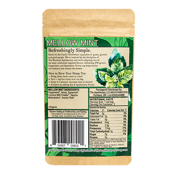 Brothers Apothecary | Mellow Mint Hemp Tea | 60mg/Serving~