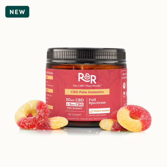 R&R Medicinals Pain CBD and CBG 35mg  Gummies in 2 Sizest
