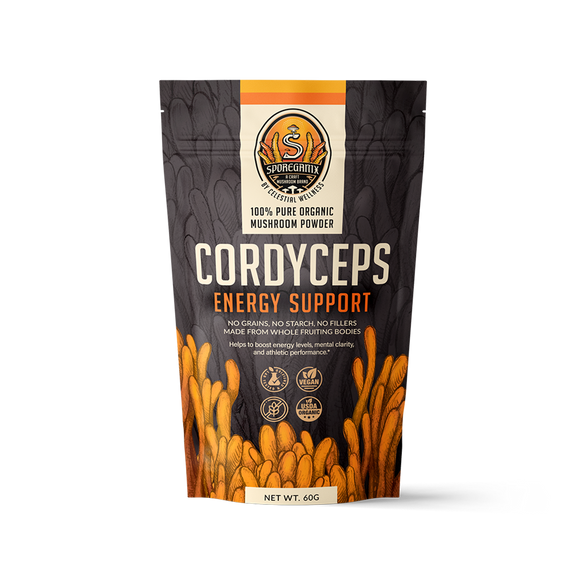 Celestial Wellness Sporeganix Energy Support Mushrooms with Cordyceps, 60g Bag