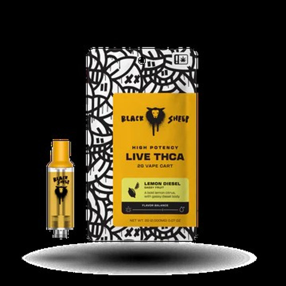 Black Sheep High Potency THCa, THCp and D8 Live Resin Carts in 6 Strains