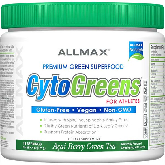 ALLMAX CytoGreens 125g Vegan Acai Berry Green Tea Powder
