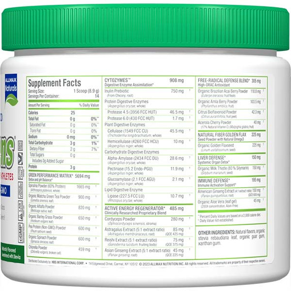 ALLMAX CytoGreens 125g Vegan Acai Berry Green Tea Powder