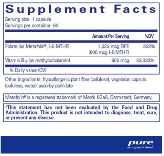 Pure Encapsulations B12 Folate