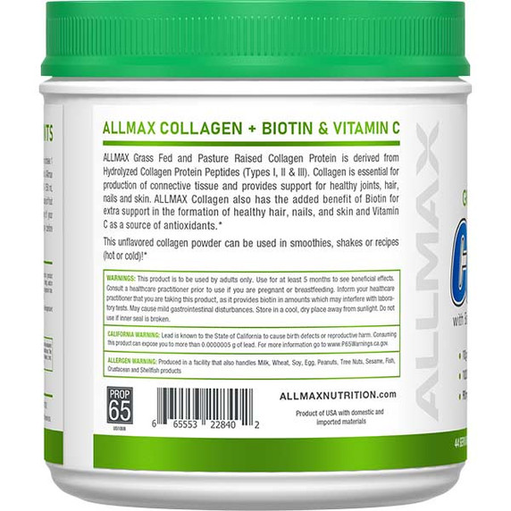 ALLMAX 440g Collagen Peptide Powder + Biotin & Vitamin C
