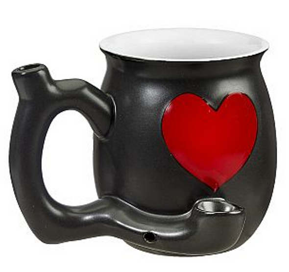Novelty | Drink Mugs | Smoke & Sip | Black w/Heart Design