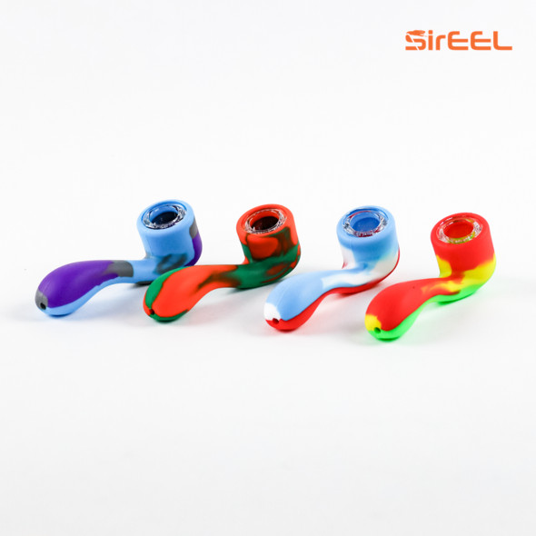 5.5" SirEEL Silicone Savant Hand Pipe with Glass Screen in Assorted Colors