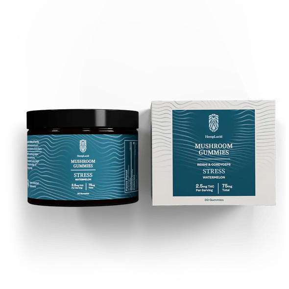 Hemp Lucid Watermelon Stress Functional Mushroom Gummies in 2 Sizes