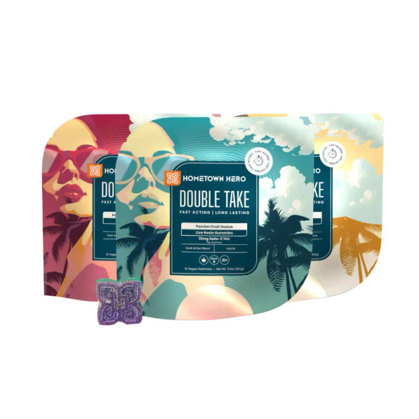 Hometown Hero Live Resin 10ct Double Take 20mg D9 Gummies in 3 variants
