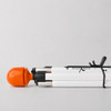 Folded Awarewolf Gear Urban Xplorer mobility cane featuring a Sedona Orange hook-style dome tip on a white background.