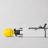 Folded Awarewolf Gear Urban Xplorer mobility cane featuring a Hello Yellow hook-style dome tip on a white background.