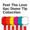 Feel the love 6pc Dome Tip Collection. Collect the entire series of colorful dome tips (hook style) and stand out. Collection includes Sedona Orange, Classice Red, Sherbet Pink, Hellow Yellow, Desert Blue, and Original White.