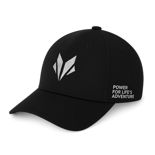 Black Awarewolf Gear Horizon Cap with silver embroidered wolf icon on front.