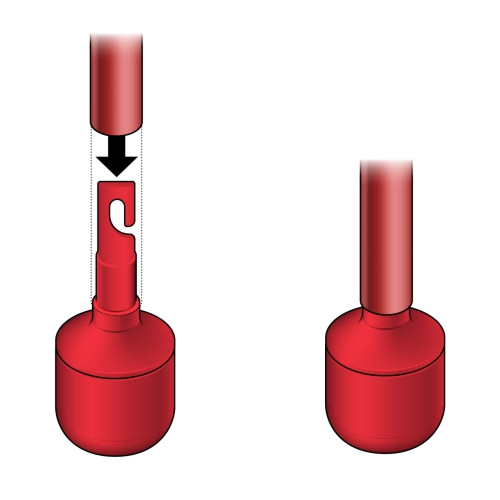 Add some color to your Awarewolf Gear Urban Explorer Cane with our interchangeable dome tips. Classic Red. Interchangeable universal hook tip designed for the Awarewolf Gear Urban Explorer Cane. Compatible with other mobility canes.