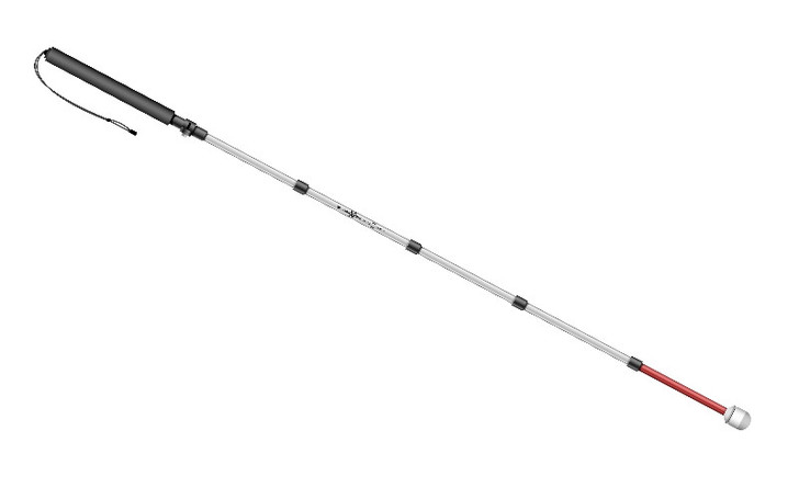 Introducing the Urban Xplorer mobility cane by Awarewolf Gear. Strength, Empowerment, Freedom, Confidence, and ultimate mobility. Urban Explorer mobility cane featured in its fully extended position with a white dome hook tip