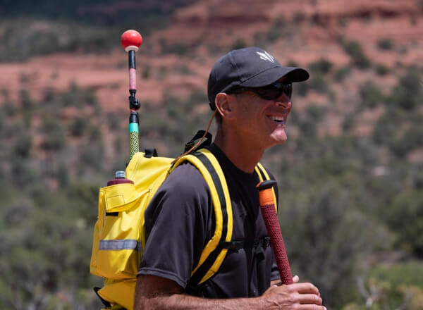 Image of Sedona Dave, Founder of Awarewolf Gear™ hiking on the trails of Sedona, AZ