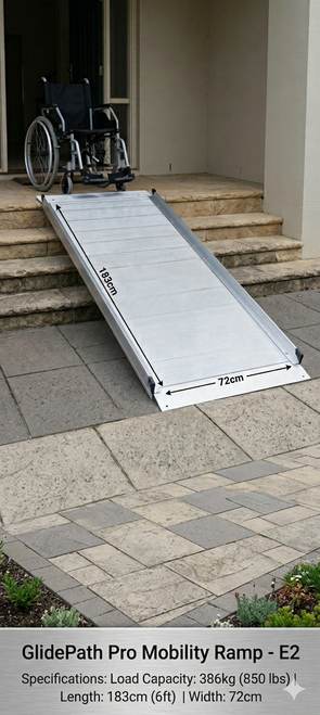 GlidePath Pro Mobility Ramp E2 183cm heavy-duty aluminium wheelchair ramp