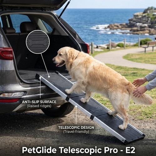 PetGlide Telescopic Pro E2 adjustable aluminium telescopic pet ramp