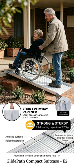 GlidePath Compact Suitcase folding aluminium wheelchair mobility ramp
