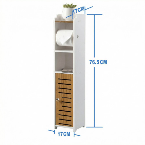 The Bamboo Zen-Roll vertical spa valet with toilet roll holder and concealed bathroom storage