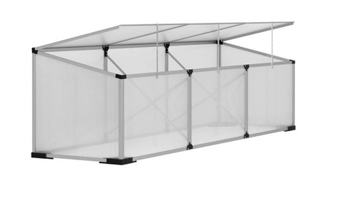 The Alpine Altar 1.8m aluminum cold frame with polycarbonate panels and roof vents