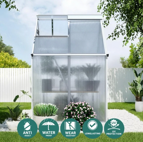 The Diamond Domain 3.1m estate series glasshouse with aluminium frame and polycarbonate panels
