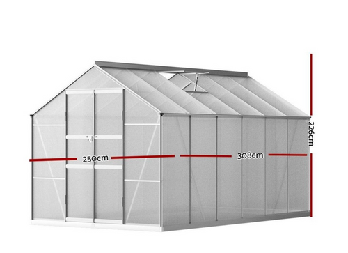 The Beryl Bastion 3m double-door grand glasshouse with aluminum frame and polycarbonate panels