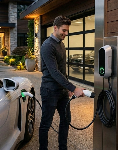 EV-Connect Portable 11kW Fast-Charger with 5m Type 2 charging cable and HD display