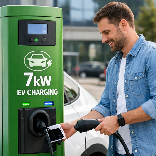 EV-Connect Portable 7kW Home-Plus Charger with 5m Type 2 EV charging cable and waterproof storage bag