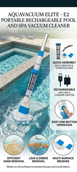 AquaVacuum Elite E2 cordless rechargeable pool and spa vacuum cleaner