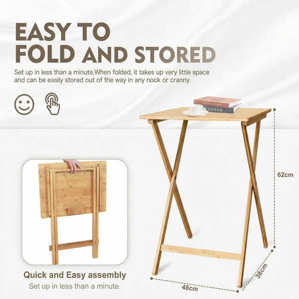 The Bamboo Twin-Leaf 2-piece foldable bamboo multi-use table set