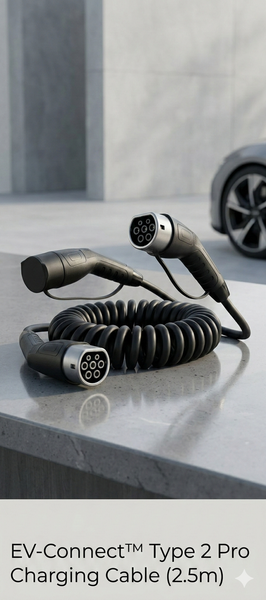 EV-Connect Type 2 Pro Charging Cable 2.5m coiled EV cable with storage case