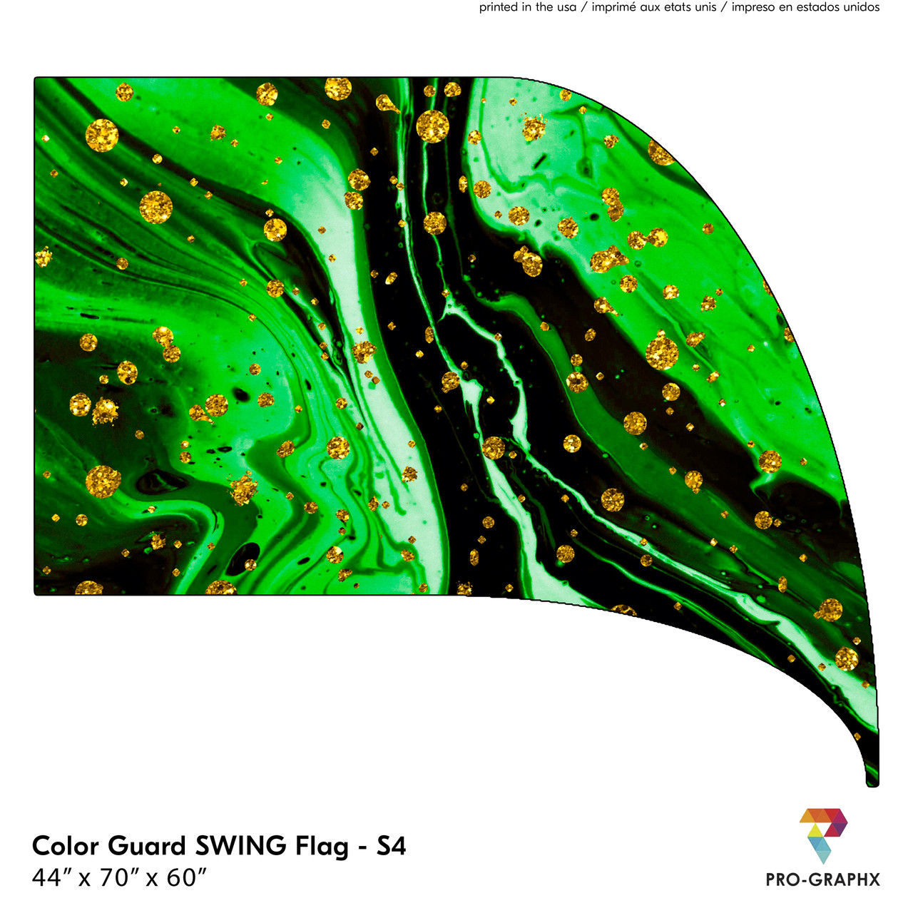 Color Guard Flag -SWING S1 - Glitter Dots Green - Pro-Graphx