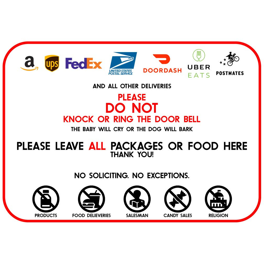 Pro-Graphx No Soliciting Sign For House - Do Not Knock Door or