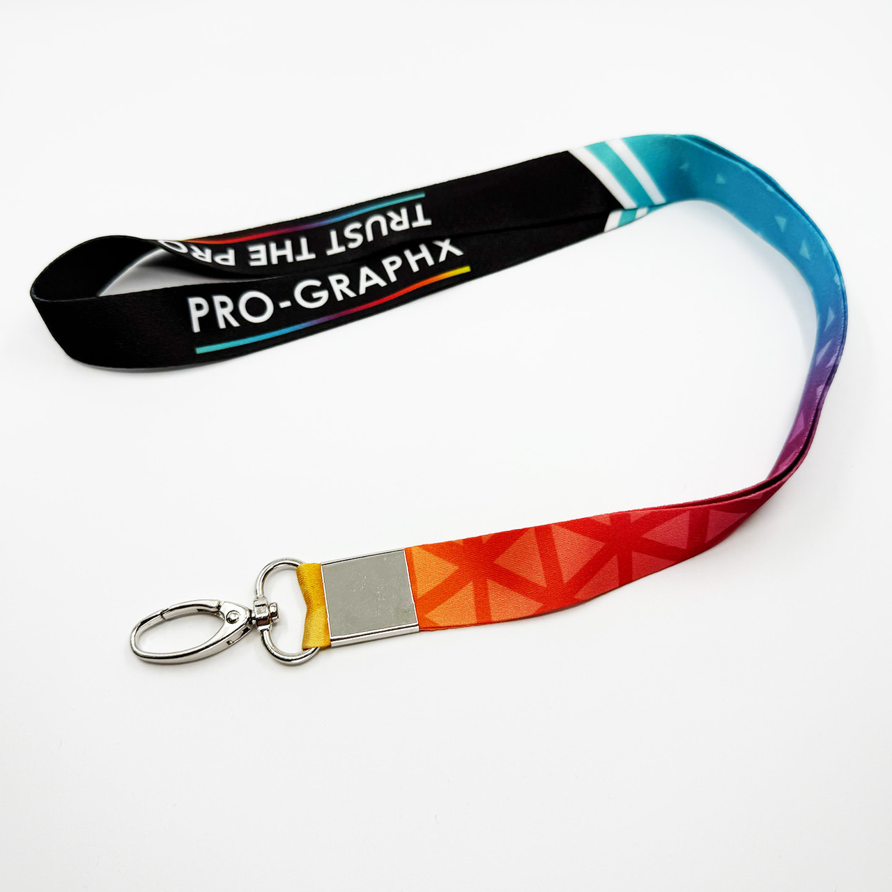 A lanyard with a custom graphic