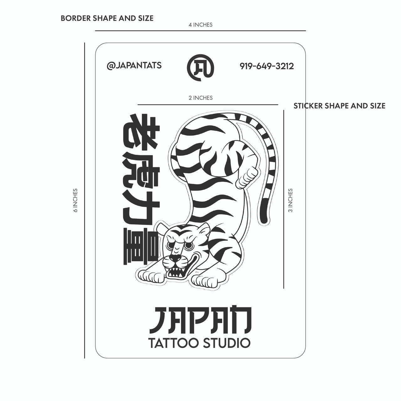A sticker of a tiger tattoo design